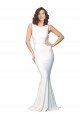 High Neck Low V-Back Long Formal Crepe Bridesmaid Dress / Prom Dress