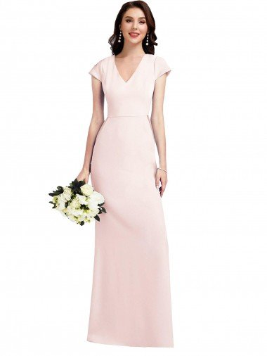 Shop Cap Sleeve A-Line Formal Crepe Bridesmaid Dress / Prom Dress with Pockets London