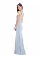 Halter Bow Neck Open Back Soft Full Length Trumpet Bridesmaid Dress / Prom Dress