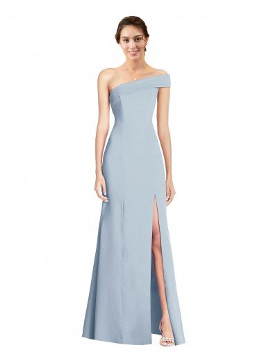 Shop Asymmetrical Off the Shoulder Cuff Trumpet Formal Crepe Bridesmaid Dress / Prom Dress With Front Slit London