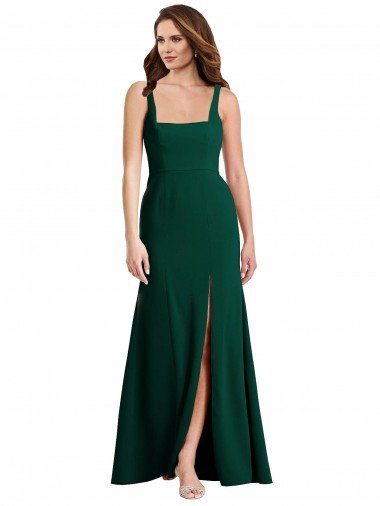Shop Square Neck Trumpet Maxi Bridesmaid Dress / Prom Dress with Front Slit London