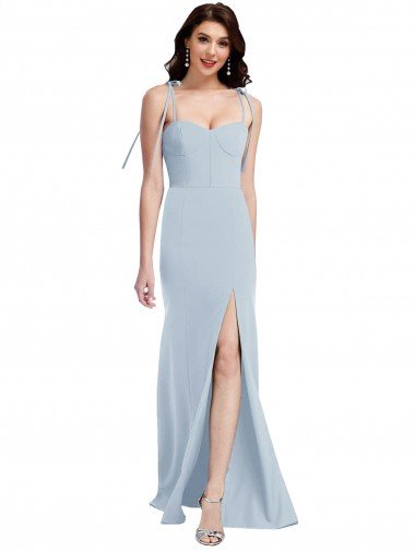 Shop Bustier Style Crepe Bridesmaid Dress / Prom Dress with Bow Straps London