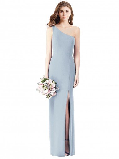 Shop One Shoulder Crepe Trumpet Bridesmaid Dress / Prom Dress with Front Slit London