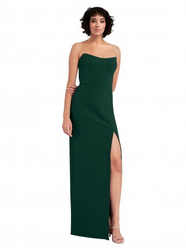 Shop Scooped Strapless Neckline Formal Crepe Bridesmaid Dress / Prom Dress with Side Slit London