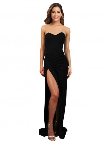 Shop Corset Style Strapless Formal Crepe Bridesmaid Dress / Prom Dress with High Split London