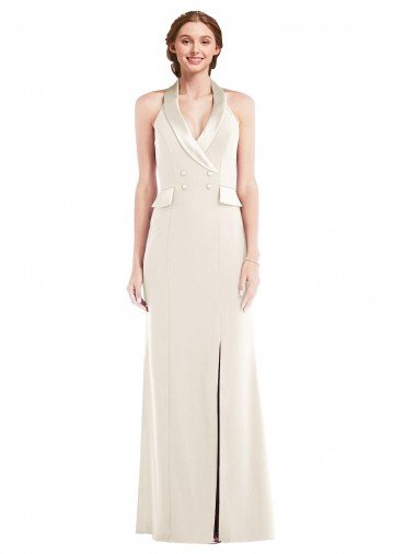 Shop Halter Tuxedo Maxi Bridesmaid Dress / Prom Dress with Front Slit London