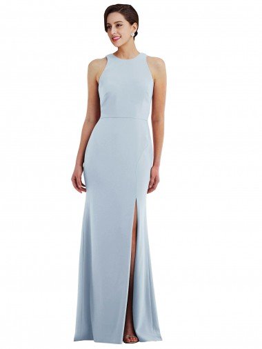 Shop Cutout Open Back Halter Maxi Formal Crepe Bridesmaid Dress / Prom Dress with Scarf Tie London