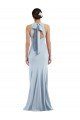 Cutout Open Back Halter Maxi Formal Crepe Bridesmaid Dress / Prom Dress with Scarf Tie