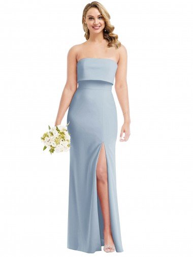 Shop Strapless Overlay Bodice Crepe Maxi Bridesmaid Dress / Prom Dress with Front Slit London