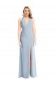 Plunge Neck Halter Backless Trumpet Bridesmaid Dress / Prom Dress with Front Slit