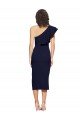 Ruched Midi Length Short Cocktail Formal Crepe Bridesmaid Dress / Prom Dress with Shoulder Ruffles