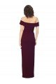 Fitted Full Length Off the Shoulder Formal Crepe Bridesmaid Dress / Prom Dress with Side Split and Waist Tie