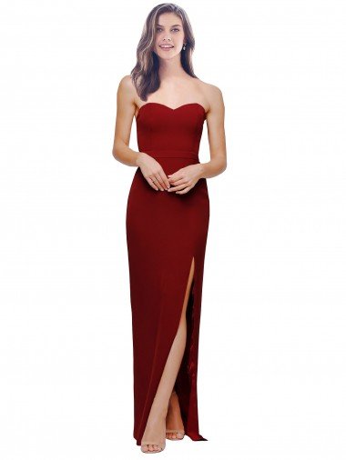 Shop Straight Pencil Skirt Long Sweetheart Formal Crepe Bridesmaid Dress / Prom Dress with High Side Split London