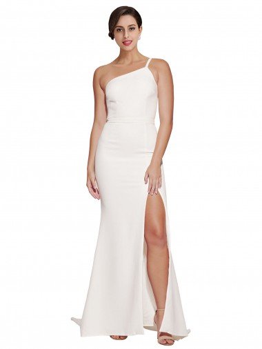 Shop Long Sweep Train Crepe Bridesmaid Dress / Prom Dress with Side Split and One Strap London