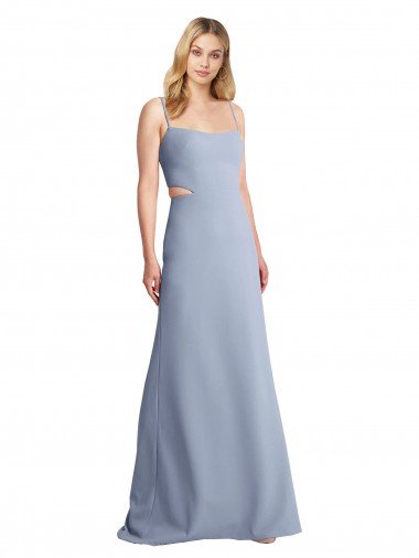 Shop Feminine Scoop Neckline Long Crepe Slip Bridesmaid Dress / Prom Dress  London