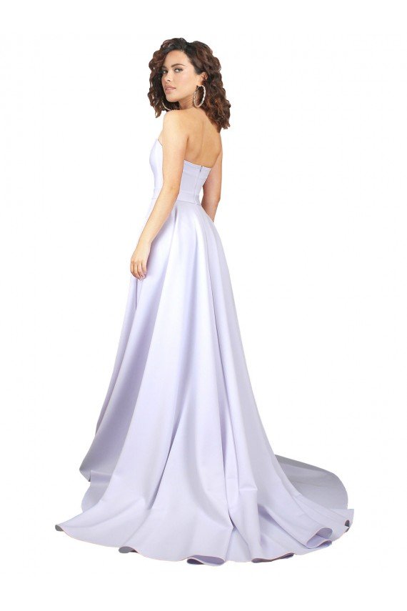Simple Sweetheart A-Line Long Crepe Beach Wedding Dress with Front Slit