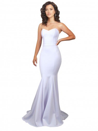 Shop Simple Long Strapless Sweetheart Mermaid Crepe Beach Wedding Dress London