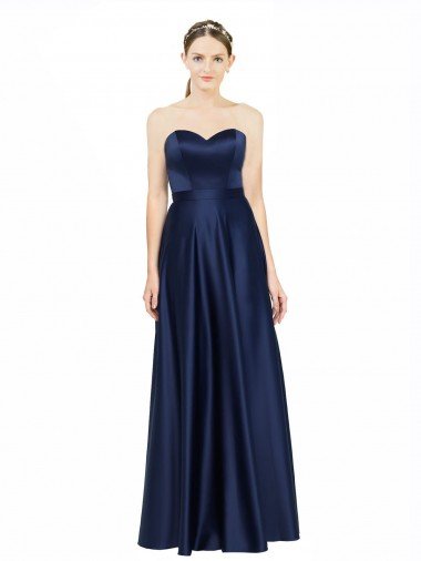Shop Floor Length Sweetheart Neckline Formal Stretch Satin Bridesmaid Dress with Belt London