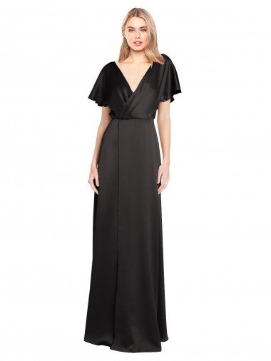 Shop Cap Sleeves Open Back Long Formal Stretch Satin Bridesmaid Dress / Prom Dress London