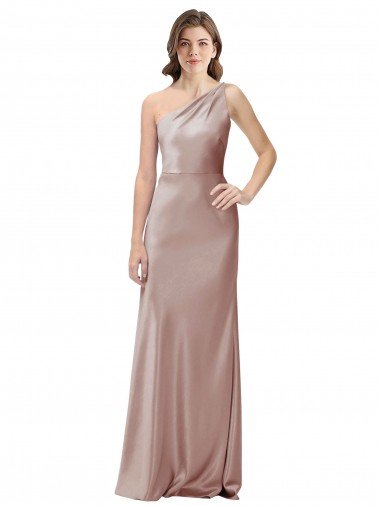 Shop One Shoulder Black-Tie Floor Length Long Formal Stretch Satin Bridesmaid Dress / Prom Dress London
