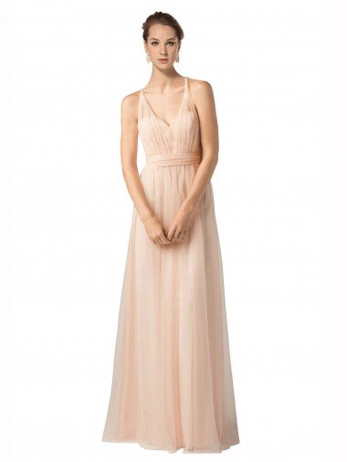 Shop Sweetheart A-Line Tulle Bridesmaid Dress with Shirred Bodice London