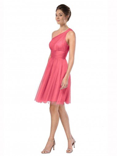 Shop One Shoulder Short Knee Length Tulle Bridesmaid Dress London