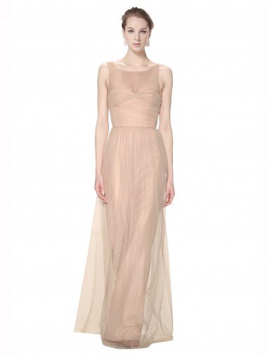 Shop Long Tulle Bridesmaid Dress with Illusion Neck London