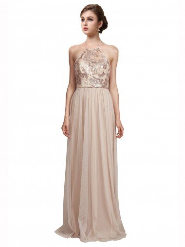 Shop Sweetheart Tulle Bridesmaid Dress with High Neck Illusion Bodice London