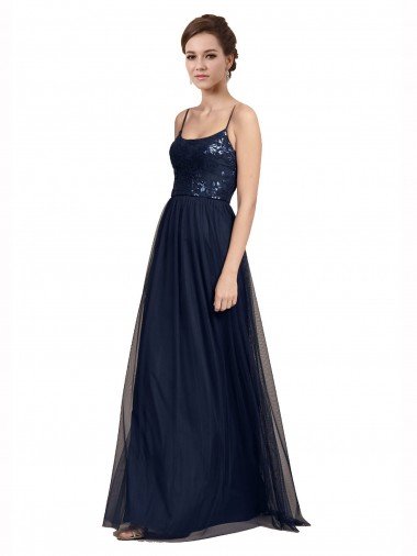 Shop Spaghetti Strap Tulle Bridesmaids Dress with Ballerina Neckline London