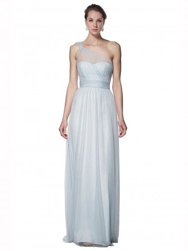 Shop One Shoulder Illusion Tulle Bridesmaid Dress with Knot Detail London
