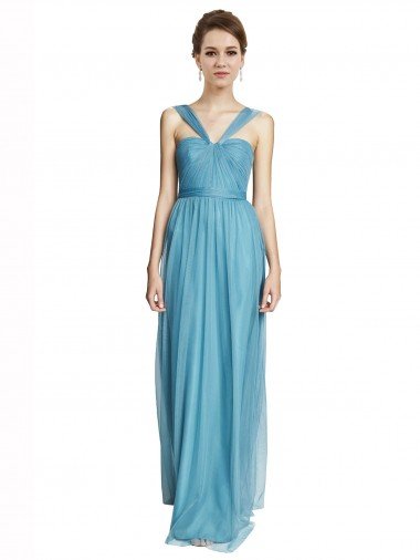 Shop Floor Length Inverted V-Neck Tulle Bridesmaids Dress London