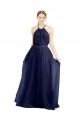 Long A-Line High Neck Halter Tulle Bridesmaid Dress