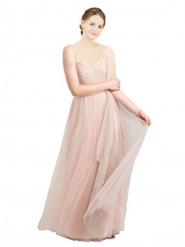 Shop Long Floor Length Sweetheart Pleated Tulle Bridesmaid Dress London