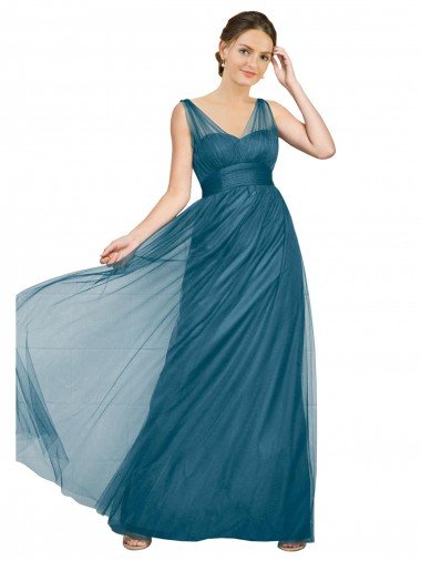 Shop Long V-Neck Soft Tulle Bridesmaid Dress London
