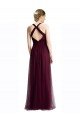 Long Tulle Bridesmaid Dress with Criss-Cross Bodice and Self Straps