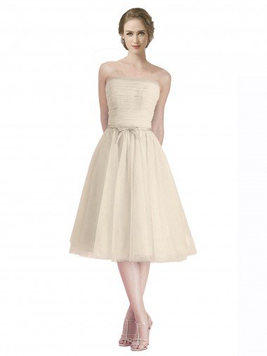Shop Strapless Short Cocktail Length Tulle Cocktail Bridesmaid Dress with Pleats London