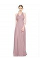 Ruffled Halter V-Neck Long Tulle Bridesmaid Dress with Pleats
