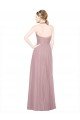 Ruffled Halter V-Neck Long Tulle Bridesmaid Dress with Pleats
