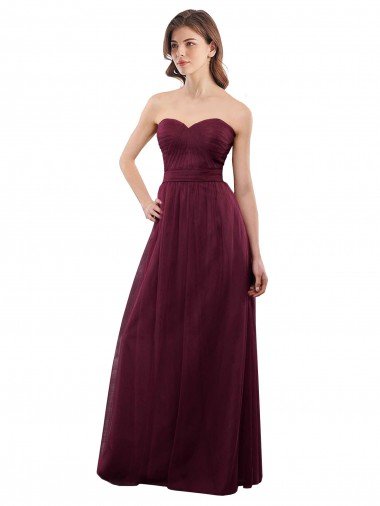 Shop Strapless Tulle A-line bridesmaid dress with pleated top London