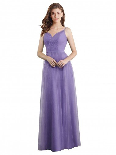Shop Sweetheart Deep V-Back Tulle Bridesmaid Dress with Draped Bodice London