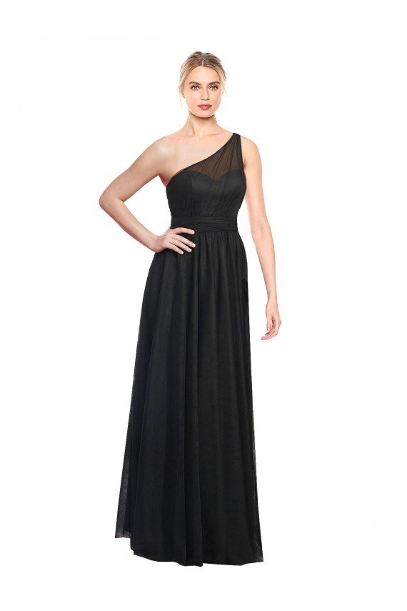 Ruched One Shoulder Tulle A-Line Bridesmaid Dress