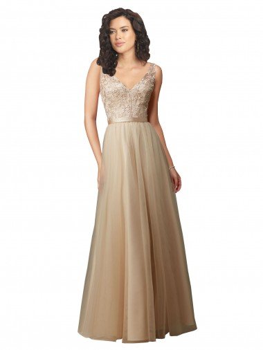 Shop Long Tulle Bridesmaid Dress with Embroidery and Beading London