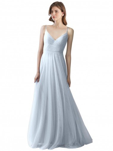 Shop Wrapped Ruched Natural Waist Slim Soft Tulle Bridesmaid Dress London