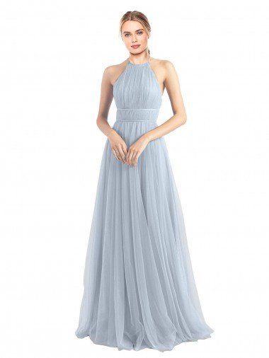 Shop Halter Neckline Slim A-Line Tulle Bridesmaid Dress London