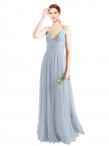 Shop Spaghetti Straps V-Neck Slim A-Line Tulle Bridesmaid Dress London