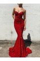 Mermaid Sweetheart Sleeveless Long Court Train Velvet Sequin Prom Dress
