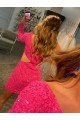 One Shoulder Long Sleeves Short Velvet Sequin Homecoming Dress / Prom Dress