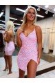 V-Neck Sleeveless Short Velvet Sequin Cocktail Homecoming Dress / Prom Dress