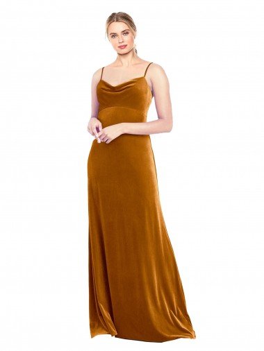Shop Long Velvet Cowl Neck Slip Bridesmaid Dress / Prom Dress London