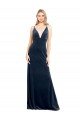 V-Back Long Velvet Bridesmaid Dress / Prom Dress with Notched V-Neck and Spaghetti Straps